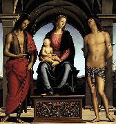 Pietro Perugino The Madonna between St John the Baptist and St Sebastian oil on canvas